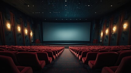 Naklejka premium movie theater or cinema empty auditorium, no logos, no brands