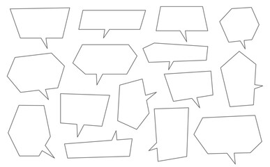カクカクした吹き出しの枠のみのセット