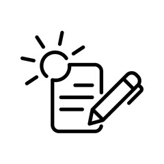Document with sun and pen paper writing