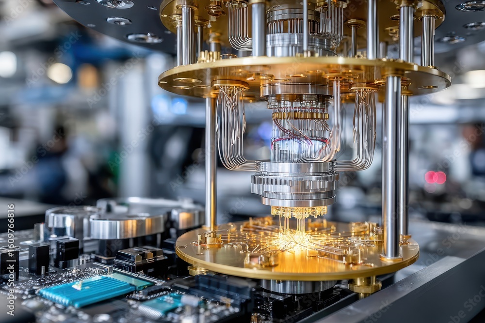 Aufkleber advanced technology in action at a modern quantum computing facility