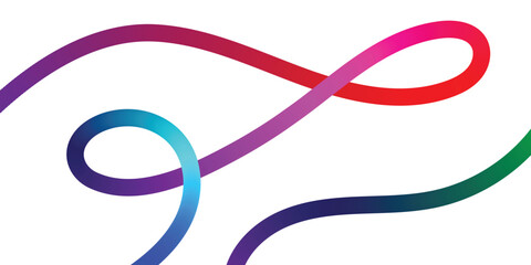 Abstract Colorful Intertwined Lines on White Background. This vibrant image features a dynamic composition of flowing, multicolored lines intertwined against a plain white backdrop.