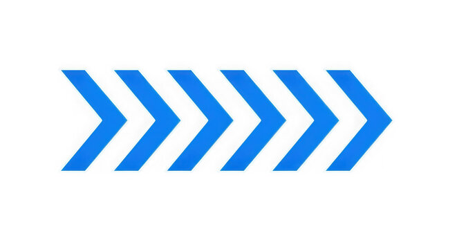 Bright blue chevron arrows pointing to the right on a black background