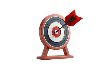 Dart arrow hitting target dartboard icon for success, achievement display.
