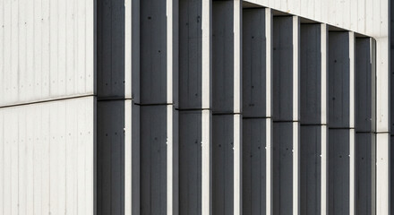Modern concrete facade with striking light and shadow patterns