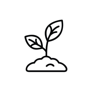 sprout growing from soil, simple black line art clip art preview