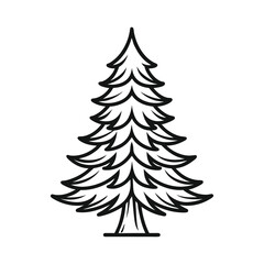 Obraz premium Pine Tree Outline Vector on White Background – Minimal Evergreen Silhouette for Forest, Nature, and Holiday Design