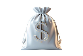 Money bag with dollar sign in 3D rendering for finance display.