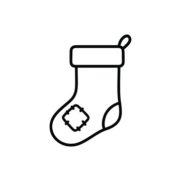Christmas Stocking Icon with Patch for Holiday Decoration