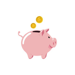 Obraz premium Piggy bank flat vector illustration