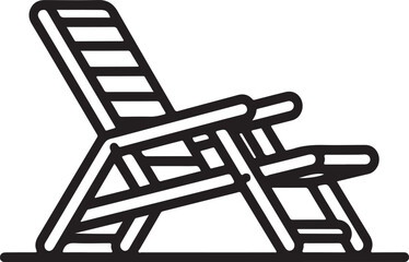 Sunbathing Chair Line Art &ndash; Coastal Resort Furniture Icon Illustration