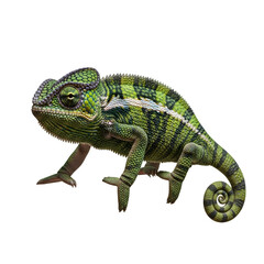 Obraz premium Chameleon reptile with green pattern in studio