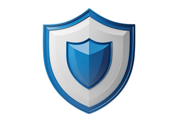 Blue security shield isolated for protection, safety, defense, cybersecurity, or privacy display.