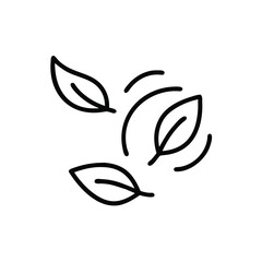 Minimalist icon falling leaves in outline on leaf autumn