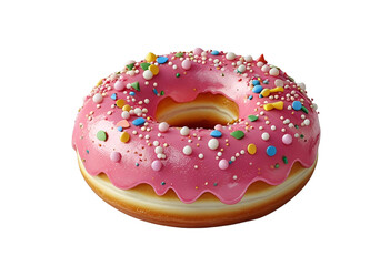 Strawberry donut in 3D rendering isolated for dessert, bakery, sweet, or food display.