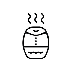Minimalist line art icon a humidifier emitting steam vapor mist