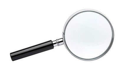 Magnifying glass with transparent handle on a transparent background