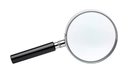 Magnifying glass with transparent handle on a transparent background