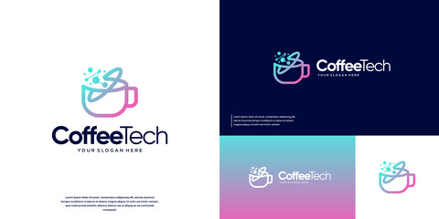 Inspirational logo, with a concept of coffee cup lines, graphic illustration design.