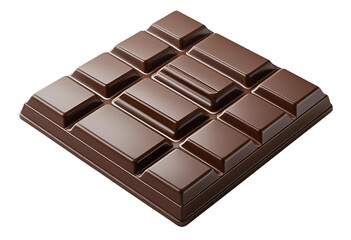 3D milk chocolate bar isolated with brown 2x4 piece render for sweet display.