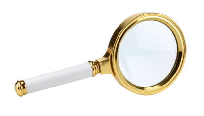 Elegant gold and white handheld magnifying glass