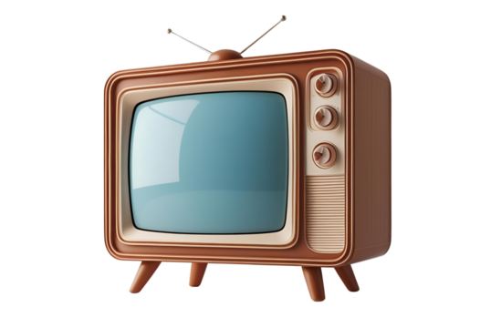 3D retro TV icon isolated for vintage, media, display, or entertainment use.