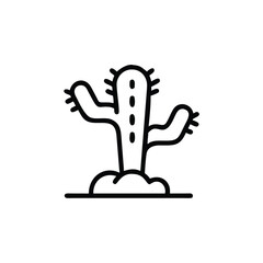 Minimalist outline icon a cactus with two arms desert plant