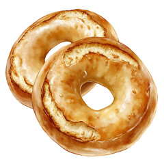 Two Glazed Donuts with Golden-Brown Texture
