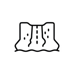 Minimalist outline icon a waterfall cascading over rocks into water cascade nature