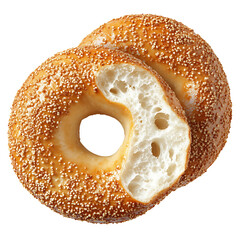 Sesame Bagel Sliced in Half, Revealing Soft Interior