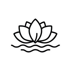 Outline a blooming lotus flower on water blossom