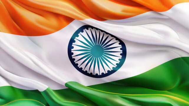 Close-up shot of the Indian flag's design and colors