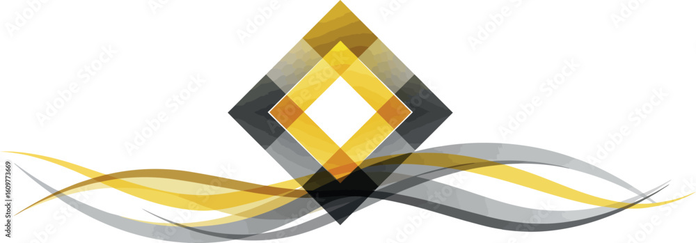 Poster abstract geometric design with dynamic waves and diamond shapes