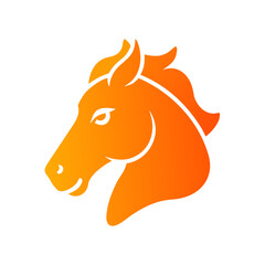 Head of Fire Horse, New Year Logo, Orange Icon 