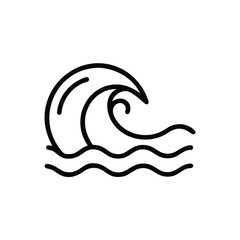 Outline a curling wave crest over wavy water lines ocean surf