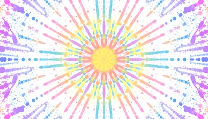 Abstract colourful background with vibrant stars and radiant sunburst pattern.