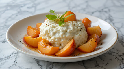 cottage cheese and fresh peaches