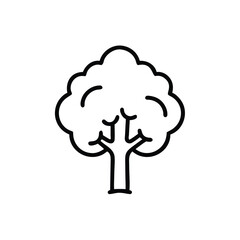 Outline a stylized tree with a rounded canopy branches icon symbol