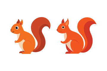 A set of colorful squirrel vector art illustration
