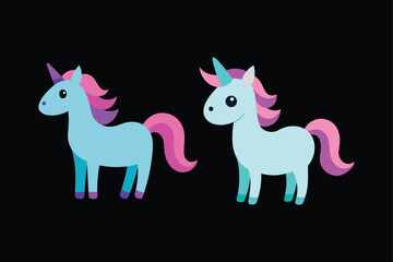 A set of colorful cute unicorn vector illustration