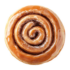 Top View of a Glazed Cinnamon Roll with Swirled Layers