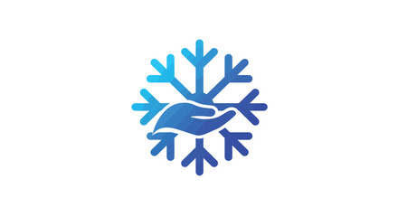 Blue gradient snowflake with hand design for winter and support themes