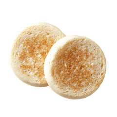 Two golden-brown pancakes with a slightly crispy texture, isolated on a white background.