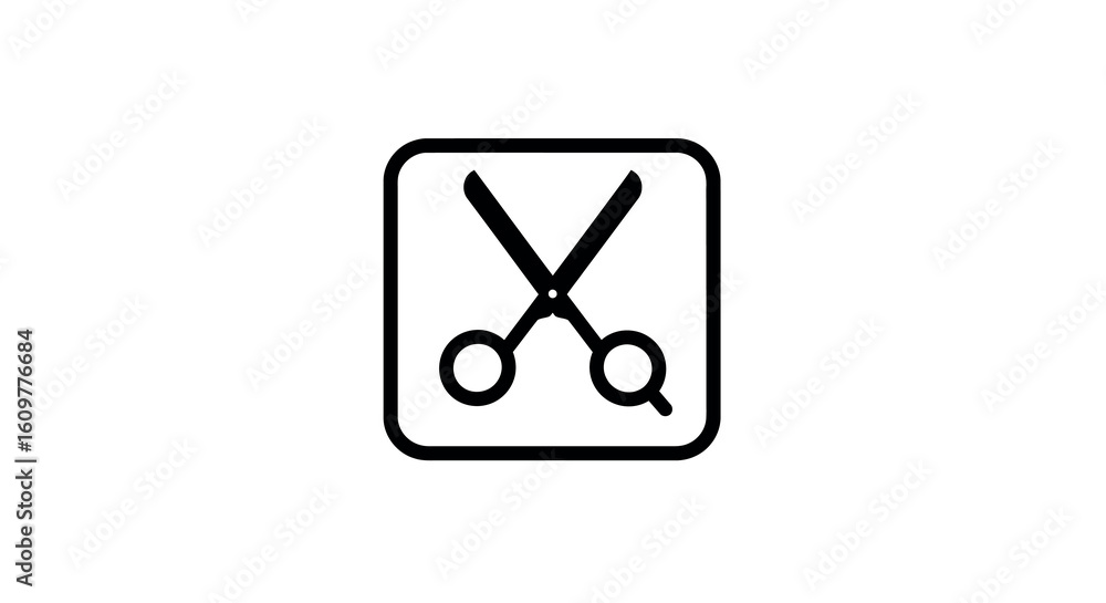 Poster simple scissors icon in minimalist black and white design