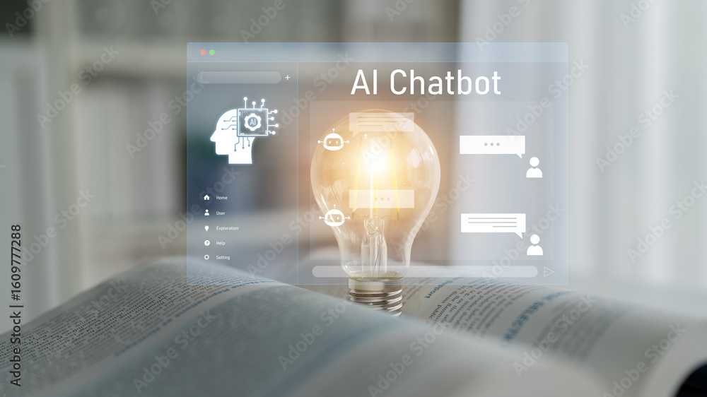 Poster ai chatbot interface facilitates communication, chatbot, and ai interaction for automated user suppo
