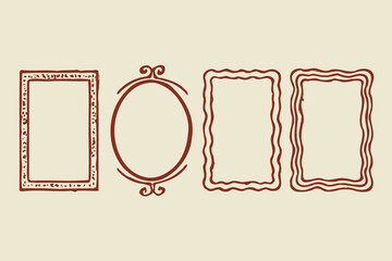 Hand drawn Whimsical Vintage Frames Coquette Style Lace Vector Borders