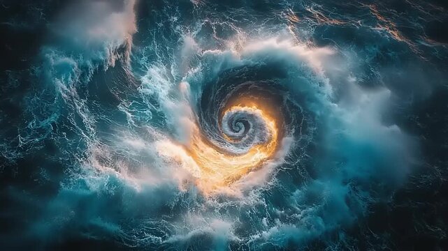 Powerful whirlpool in turbulent water