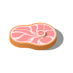 Abstract Isometric Food Meat Animal Steak Beef 3D Object Kitchen Design Element Vector Design