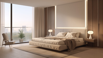 modern bedroom with lamp