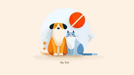 Obraz premium Cartoon dog and cat sitting together with sun background 