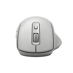 Ergonomic white computer mouse close up